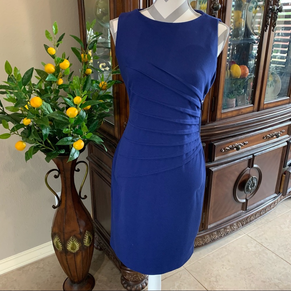 Ivanka Trump cobalt blue sunburst dress size 8